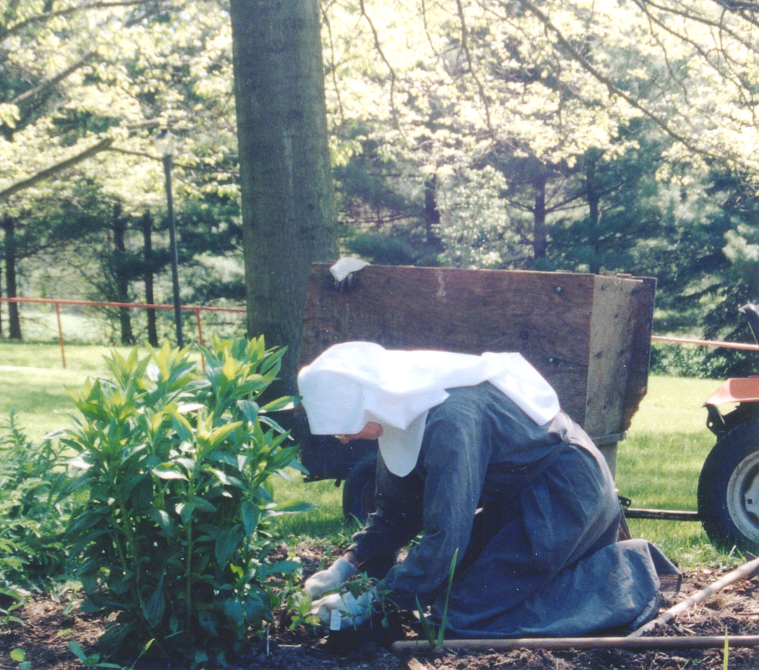 working in garden